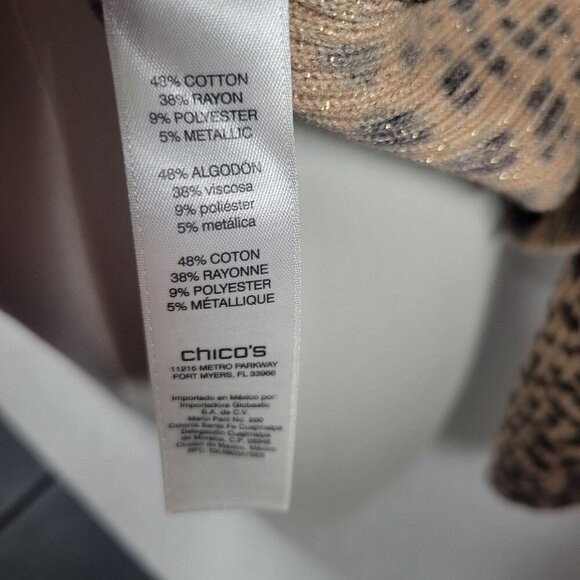 Chicos Leopard V-Neck Sequin Embellished Long Sleeve Sweater Womens Size 1 M/8 - Picture 7 of 11